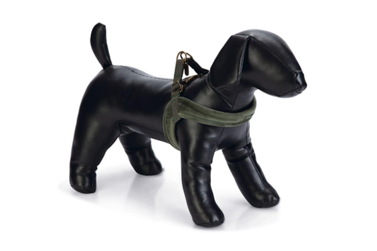 Beeztees DBL Köpek Göğüs Tasması, Velur, Yeşil, XS, 20mm x 46cm