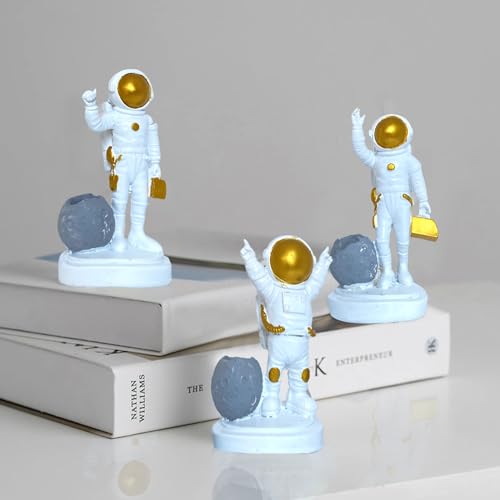 Image of Xtore 3 pcs Astronaut Statues for Home Decor (Pack of 3, White & Golden)