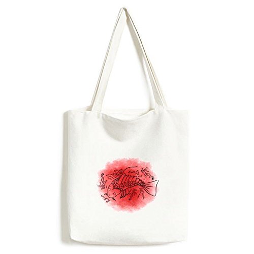 Sac shopping écologique grande capacité en toile robuste illustrée vagues style japonais