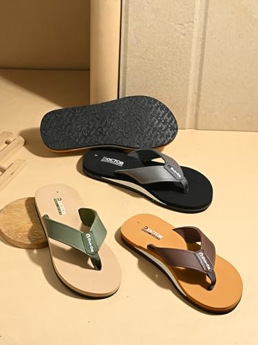 Image of Men's Comfortable Thong Slippers with Cushioned Sole | Lightweight Everyday Wear Slippers with Soft Footbed and Anti Slip Outsole for Indoor & Outdoor Use