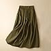 Womens Linen Maxi Skirts Summer Boho Solid Beach Elastic High Waist Pleated A-Line Flowy Swing Long Maxi Skirts Green XL
