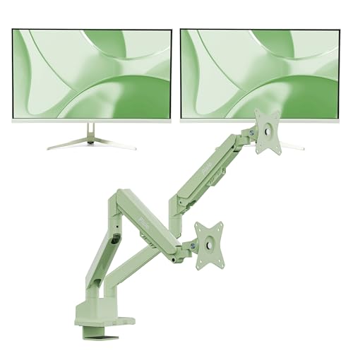Image of Pixio Two PX27U Wave Mint Green 27 inch 160Hz Refresh Rate 4K 3840x2160p Resolution Fast IPS Panel 1ms GTG Response Time 4K Gaming Monitor and PS1D Wave Mint Green Dual Monitor Arm