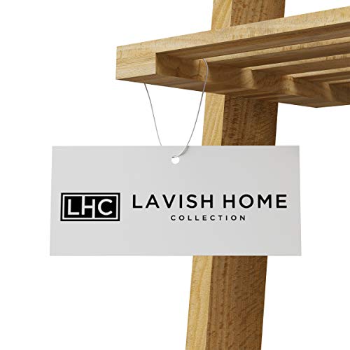 Book Shelf for Living Room, Bathroom, and Kitchen Shelving, Home Décor by Lavish Home- 5-Tier Decorative Leaning Ladder Shelf- Wood Display Shelving
