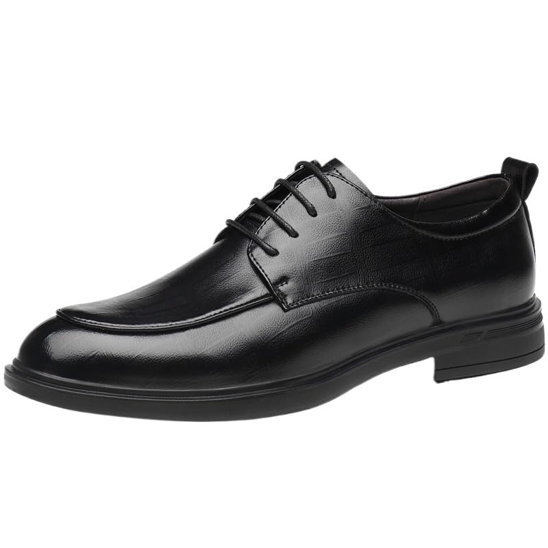 Men's Shiny Patent Leather Dress Shoes Business Office Wedding Formal Modern Oxfords Shoes Lace Up Platform Block Heel Business Oxford Shoes