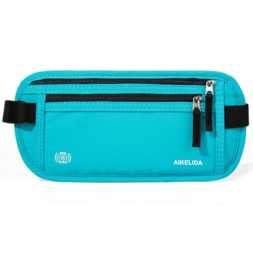 Image of Money Belt - Slim Passport Holder RFID Blocking Travel Wallet Undercover Fanny Packs for Men Women - Blue