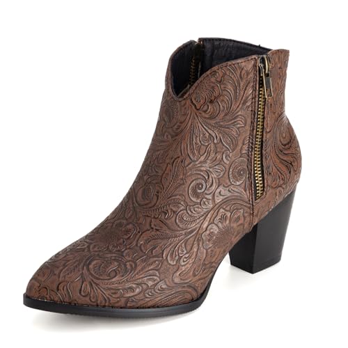 Western Cowboy Boots Women Block Heel Short Bootie