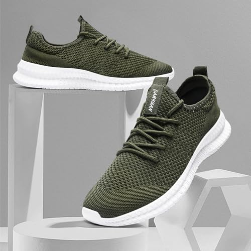 Image of DLWKIPV Mens Slip On Shoes Tennis Walking Gym Athletic Running Fashion Sneakers Workout Footwear Casual Sport Outdoors Breathable Knitted Mesh Lightweight
