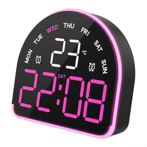 Elektronische LED-Uhr, digitaler Wecker mit Umgebungslicht-Einstellung, mehrere Alarmoptionen und Dual-Celsius/Fahrenheit-Temperaturanzeige (pink) Elektronische LED-Uhr, digitaler Wecker mit Umgebungslicht-Einstellung, mehrere Alarmoptionen und Dual-Celsius/Fahrenheit-Temperaturanzeige (pink)