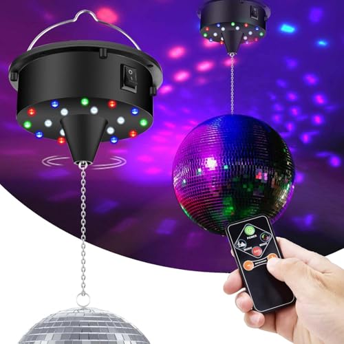 Boule à facettes rotative 18 LED avec 4 lumières colorées
