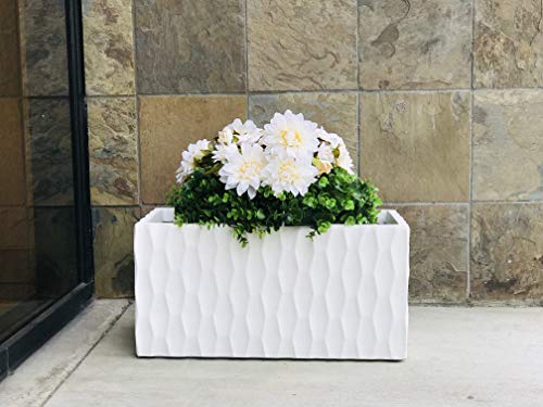 Kante Rf0203B-C80011 Lightweight Concrete Retro Rectangle Outdoor, Large Planter, Pure White #TOP4