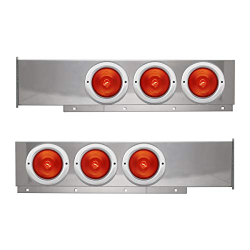 Image of GG Grand General 80171 Chrome Mud Flap Hanger with 4 inches Red Incandescent Light and Cr. Plastic Rim without Visor, Pair