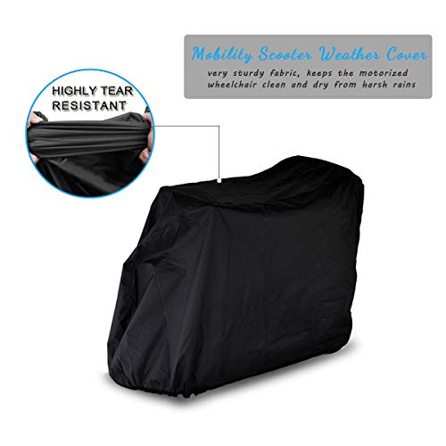 Upgraded Mobility Scooter Storage Cover, 420D Oxford Fabric Scooter Weather Cover With Waterproof Strip - 2 Buckles Heavy Duty, Water Resistant, Durable With Free Storage Bag By Valchoose (Black) #TOP4