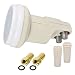 Produktbild COMAG Twin LNB 0,1 dB Digital  2 Teilnehmer/TV  Direkt Anschluss Universal UHD 201 Full HD HDTV TV 3D 4K + Wetterschutz im Set mit 2 F-Stecker Vergoldet Gratis