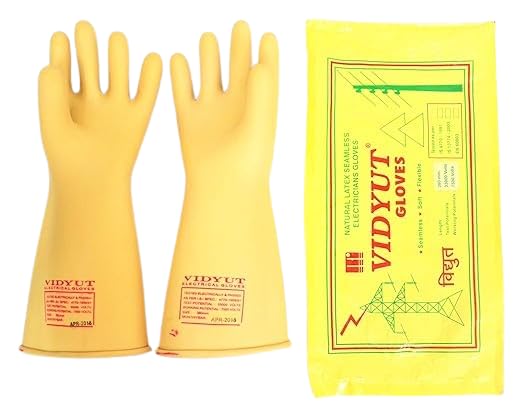 VIDYUT Electrical Safety Gloves, 33KV Electrical Insulated Rubber Seamless Hand Gloves (Class D Tested, Length 380mm, Test Potential - 33,000V, Working Potential - 7,500V) - (Pack of 1)-image-7