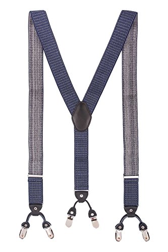 Image of The Tie Hub Suspenders for Men | Slim Clip-On Y-Back Elastic Braces | Adjustable 1.25 Inch | Formal Wedding Office