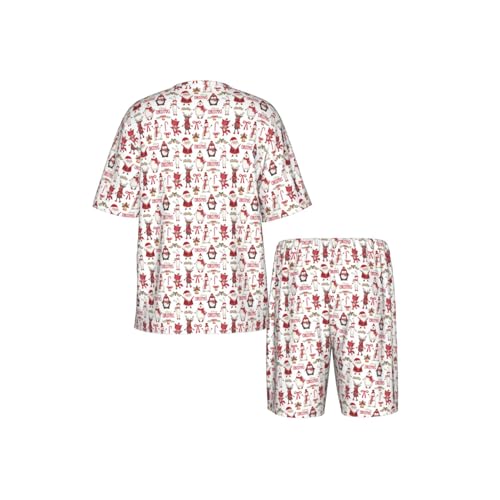 Pijama de hombre de Papá Noel corto transpirable de dos piezas 6