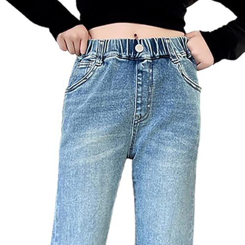 Tween Girls High Waist Flare Leg Jeans Bootcut Fit Slim Bell-Bottomed Denim Pants with Elastic Waistband2