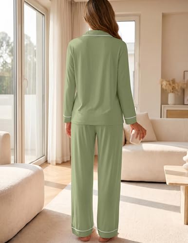 Image of ZMJ Womens Pajamas Sets 2 Piece Long Sleeve and Pant Pj Sets Button Up Sleepwear