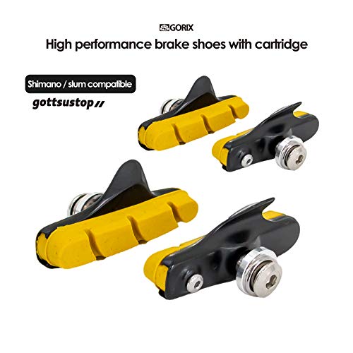 Gorix Bike Brake Pads 4Pcs(2Pairs) Brake Shoes(For Carbon Rim/Aluminum Rim) (Gottsustop(Global Edition)) (Yellow(Cartridge)) #TOP1