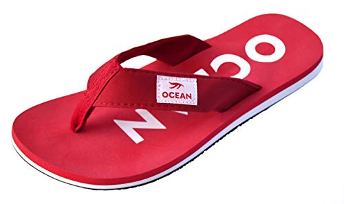 MADSea Unisex Zehenstegpantolette Ocean Zehentrenner Sandale rot weiß, Farbe:rot/weiß, Größe:45 EU