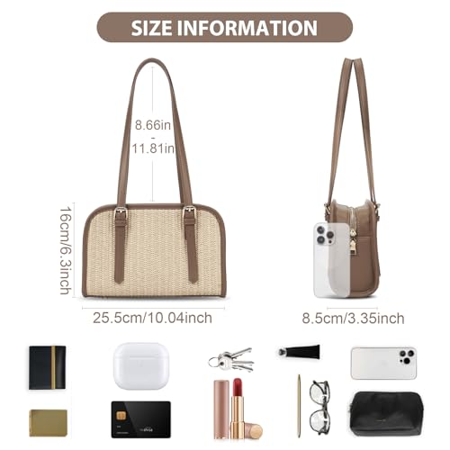 Image of Straw Shoulder Bag for Women Woven Beach Purse Summer Purse Straw Bags for Women 2025