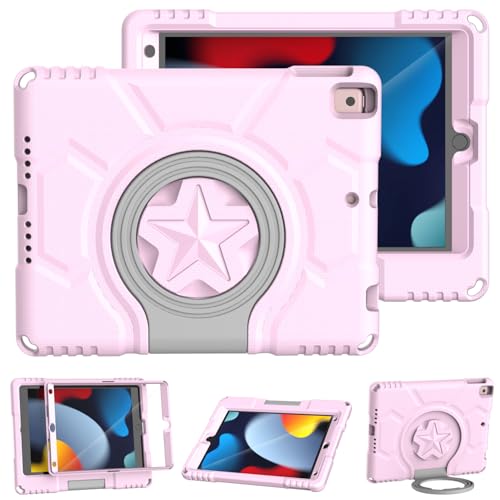 Étui iPad 9e/8e/7e génération 10.2 rose clair avec coque antichoc et protection écran