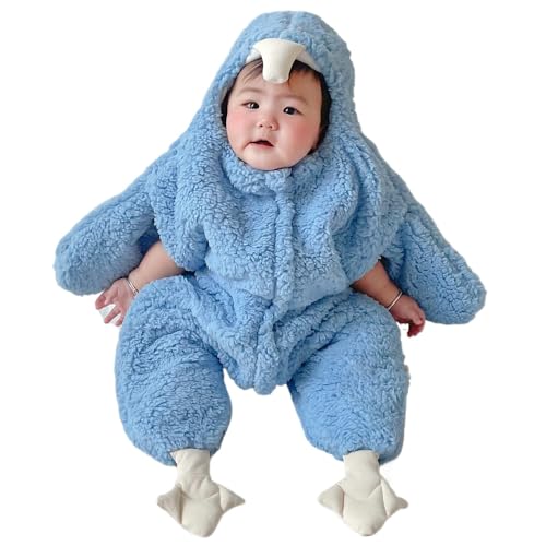 Wyazziv 新生児用寝袋 ベビーおく 新生児用おくるみ ベビー寝袋 赤ちゃん 巻き毛布 秋冬 防寒 保温 綿 コットン フード付き ふわふわ もこもこ クマちゃん 肌に優しい 丸洗い 厚手 (73cm,ブルー)