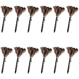 FeelfunFeather Retractable Feather Duster-Genuine Ostrich Feathers,Anti-Static,Reusable Eco-Friendly Handheld Cleaning for Keyboard,Home,Car,Office(10 to 15 Inches) 12Pack