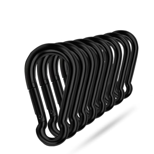 Ekunbuy Black Carabiner Clip, Heavy Duty Spring Snap Hook Quick Link for Outdoor Camping, Hiking, Fishing, Swing Set, Hammock, Keychain (3.15inches(m8)-8pcs) by Ekunbuy - Used condition - US$14.74