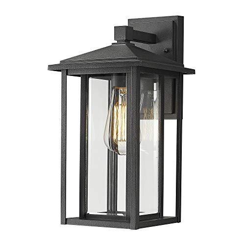 Zeyu 1-Light Outdoor Wall Lantern Sconce, Porch Wall Light Exterior Lighting In Black Finish With Clear Glass, 15" Height, 1951 Bk #TOP4