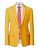 MY'S Men's Slim Fit Blazer, Two Button Casual Lightweight Jacket, Sport Coat for Daily Yellow