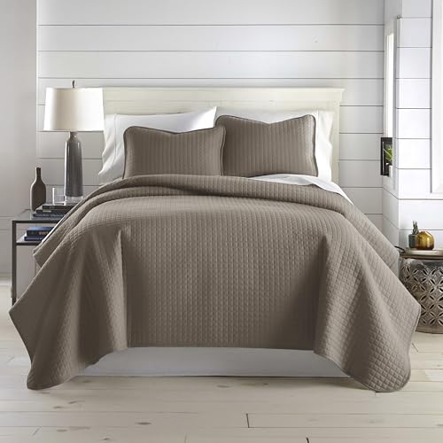 Southshore Fine Living, Inc. Quilts Full Size, Queen Size Quilt Bedding Set, Pet Hair Resistant Bedding Coverlet Queen Size, Full Size Bedspread w/ 2 Pillow Shams, Quilted Bedspread, Dark Taupe Quilts