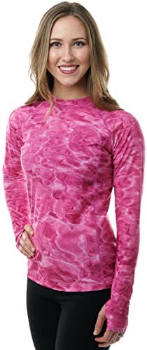 Aqua Design Womens Rashguard Long Sleeve: Swim Shirt Women Rash Guard Tops: Pink Water, Size 2X-Large