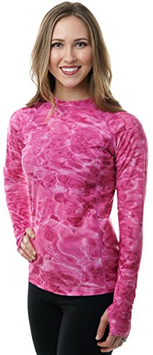 Aqua Design Womens Rashguard Long Sleeve: Swim Shirt Women Rash Guard Tops: Pink Water, Size 2X-Large #TOP2