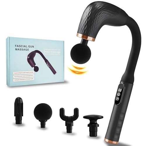Pistola de masaje con mango de extensión mejorado, masajeador de espalda para aliviar el dolor, tejido profundo, masajeador corporal para cuello, hombros, piernas, músculos, cintura, pies con pantalla