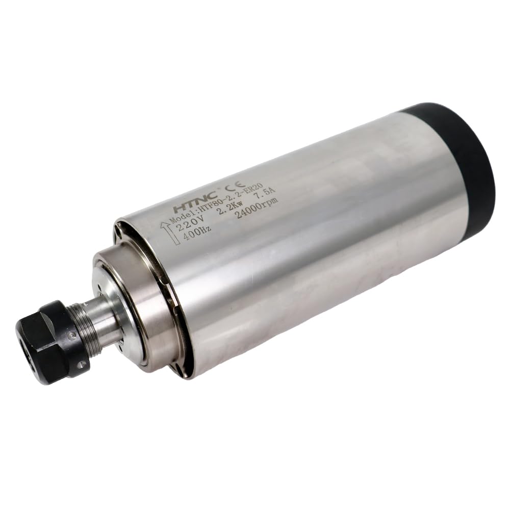 Kit moteur broche 2,2 kW refroidi par air avec convertisseur de fréquence, support de 80 mm et kit de collet ER20, moteur de fraisage CNC 24000 tr/min pour gravure sur bois et métal