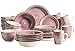 MÄSER 931880 Bel Tempo II, 30-teiliges Vintage Geschirr Set für 6 Personen, handbemaltes Keramik Kombiservice in der Farbe Berry, Steingut