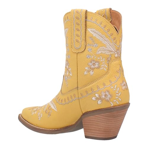 Image of Dingo Womens Primrose Floral Embroidered Snip Toe Casual Boots Ankle Mid Heel 2-3 inch