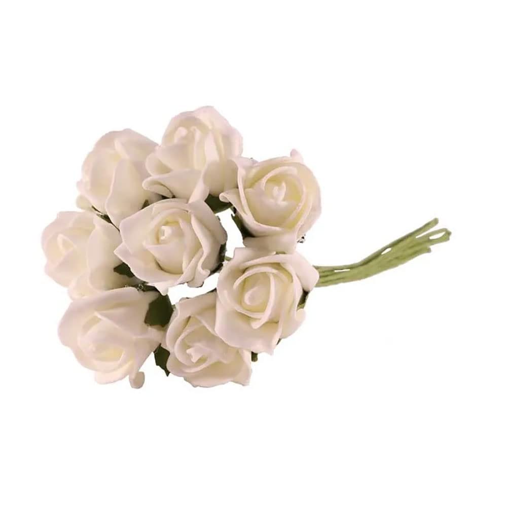 FloristryWarehouse Small Foam Rose Bundle 8 Stems 20cm/7.75 Inches White