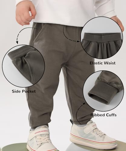 Image of GFQLONG Toddler Boys 2 Pack Cotton Active Jogger Sweatpants,Kids Casual Athletic Solid Pocket Pull On Pants