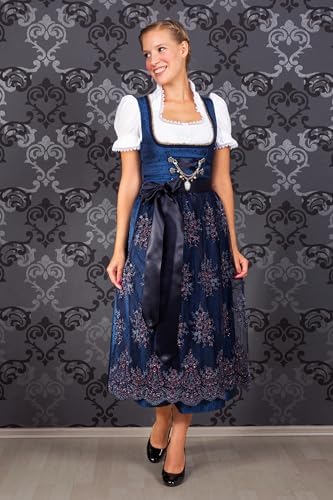Edelnice Trachtenmode Exclusieve designer midi-dirndl Lilly fluweel rood incl. dirndlschort Gr. 32-54, bordeaux, 46