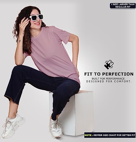 Image of Sleepynuts Women Boyfriend Plain Round Neck Half Sleeve T-Shirt