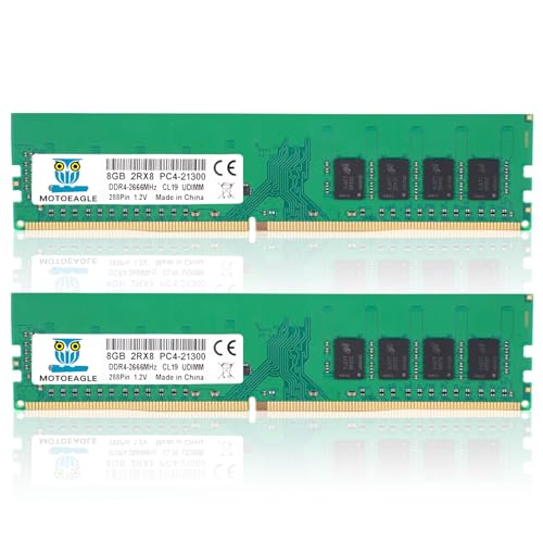 Image of 16GB (2x8GB) KIT DDR4 2666MHz PC4-21300 Non-ECC Unbuffered 1.2V CL19 2RX8 288 Pin UDIMM Desktop PC Memory RAM