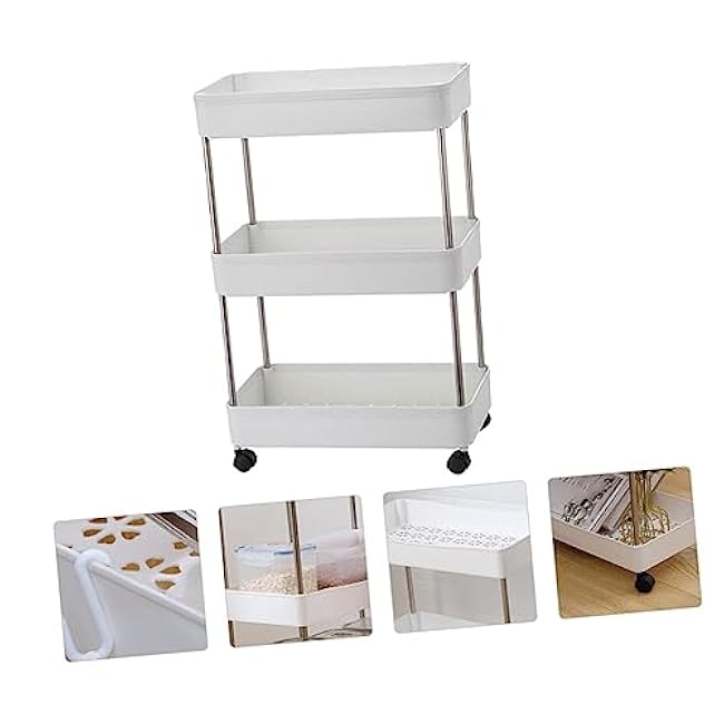 1Pc Multi Storage Shelf with Wheels Versatile Rolling Organizer Rack for Kitchen Bathroom and Living Room Utility Shelf for Easy Mobility and Convenient Storage-nG5WHTai