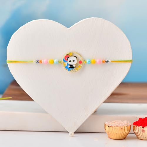 Image of CraftVatika Rakhi Gift Set for Brother, Kids Rakhi with Gift Combo for Brother Bhaiya Boy, Set of 1, Panda with Silicone Panda Touch LED Lamp, for Rakshabandhan, Night Light Lamp
