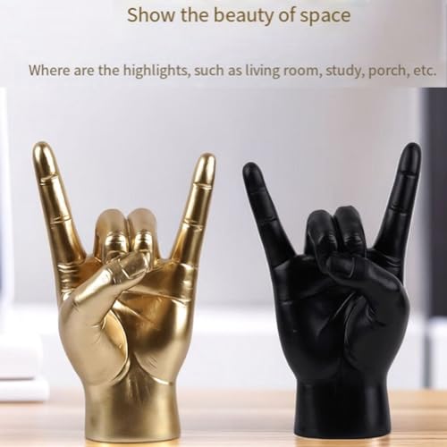 Estatua Mano Rock Música Escultura Dedo Oro miniatura 4