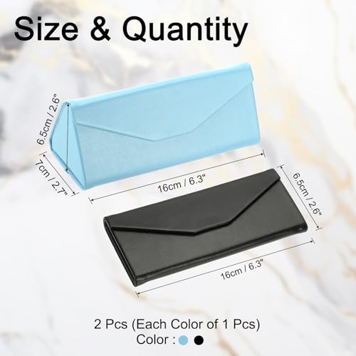 Image of PATIKIL Foldable Glasses Case, Triangle Magnetic Sunglasses Organizer Case PU Leather Hard Eyeglass Case for Women (2 Pcs)