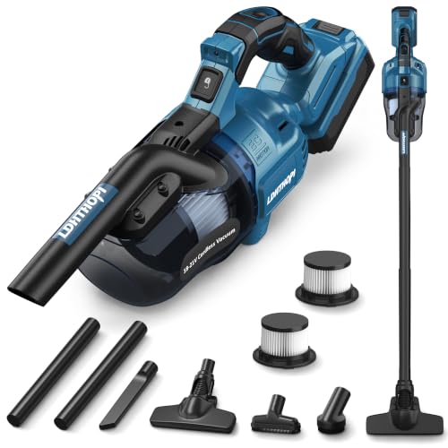 LDHTHOPI Akku Staubsauger für Makita 18V 20000 Pa Starke Saugleistung 1 28 kg Leichter Staubsauger mit HEPA-Filter 5in1 Handstaubsauger mit LED-Licht Für Teppich Hartboden Möbel Auto (Ohne Akku) Blau