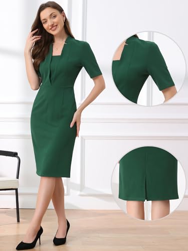Image of Allegra K Work Dresses for Women's Short Sleeve Business Office Pencil Dress
