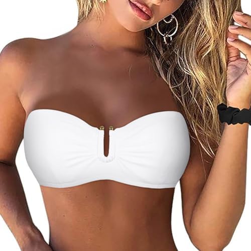 white strapless bikini top
